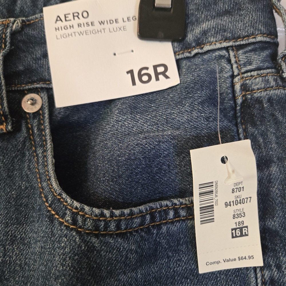 NWT Aeropostale High Rise Wide Leg Dark Wash Jeans 16R - Picture 4 of 8